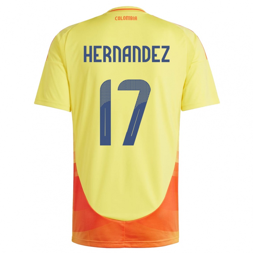 Kandiny Kinderen Colombia Jhoan Hernández #17 Geel Thuisshirt Thuistenue 24-26 T-Shirt