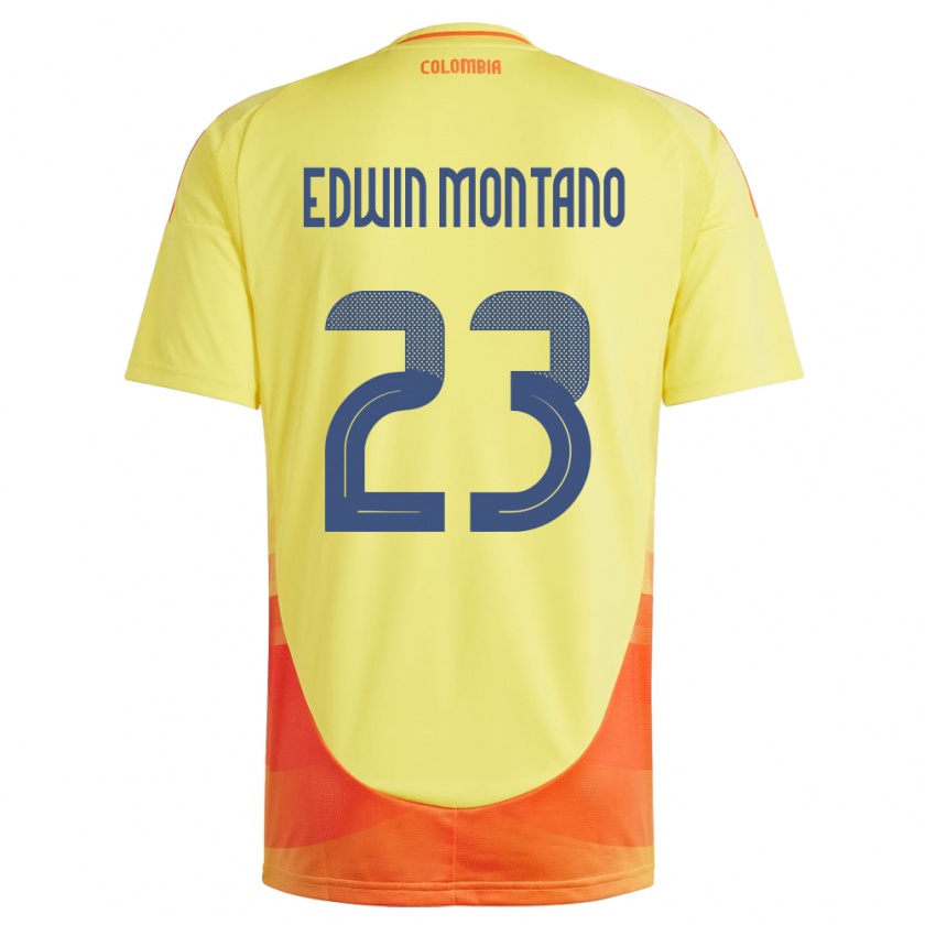 Kandiny Bambino Maglia Colombia John Edwin Montaño #23 Giallo Kit Gara Home 24-26 Maglietta