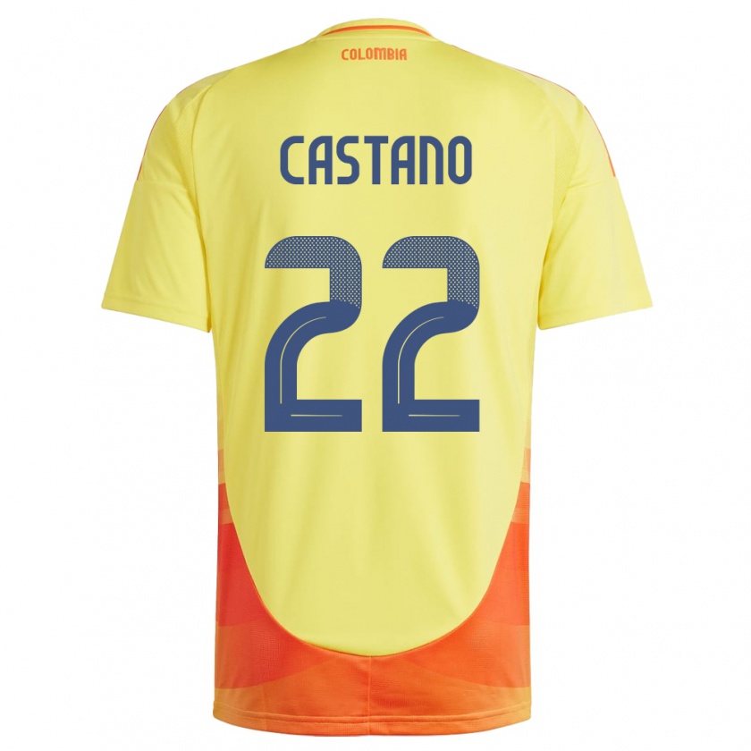 Kandiny Bambino Maglia Colombia Stefany Castaño #22 Giallo Kit Gara Home 24-26 Maglietta