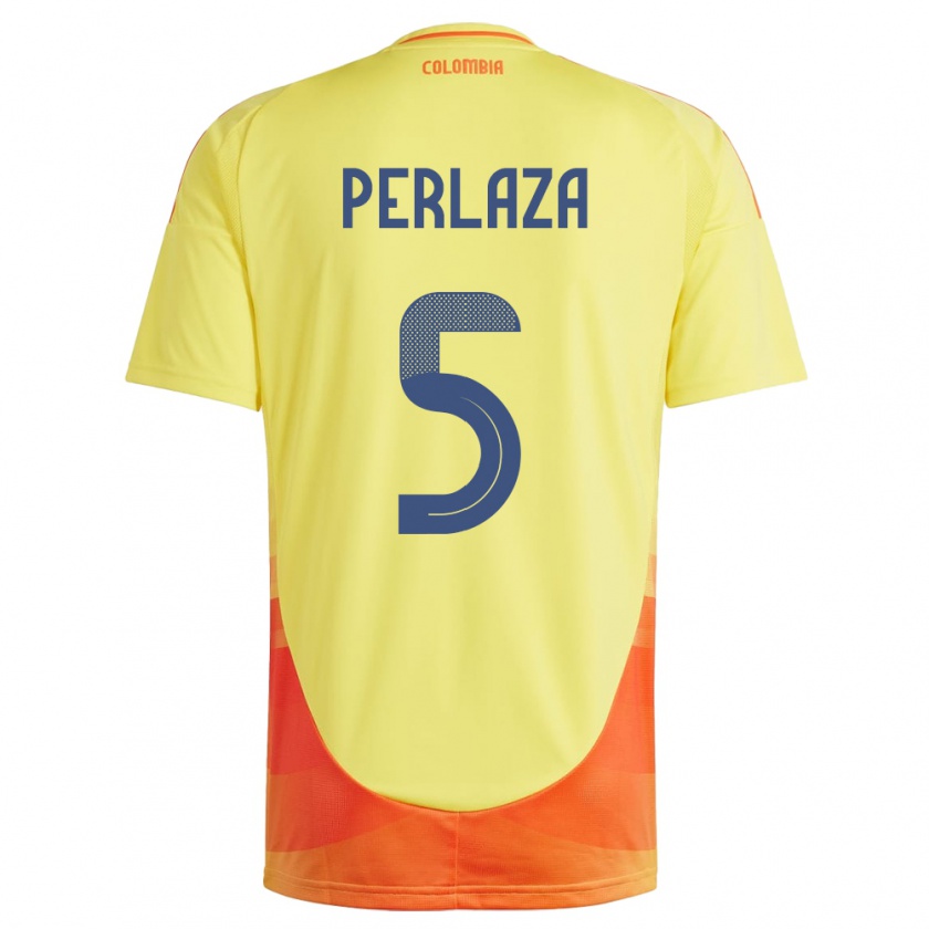 Kandiny Bambino Maglia Colombia Stefania Perlaza #5 Giallo Kit Gara Home 24-26 Maglietta