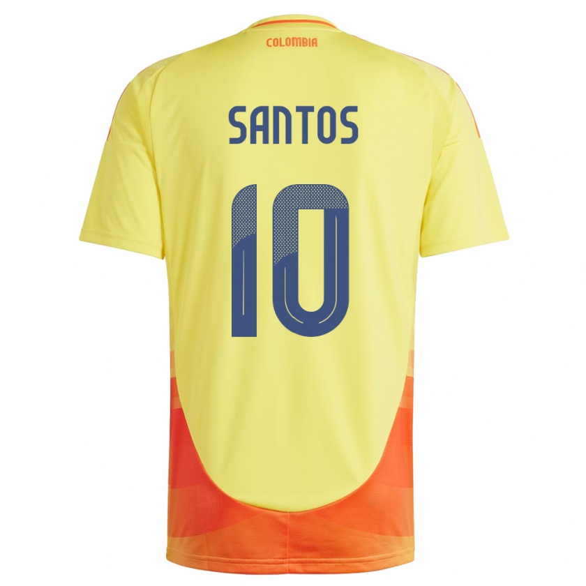 Kandiny Bambino Maglia Colombia Leicy Santos #10 Giallo Kit Gara Home 24-26 Maglietta