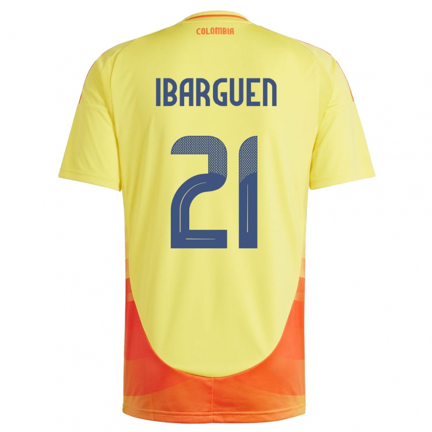 Kandiny Bambino Maglia Colombia Kelly Ibargüen #21 Giallo Kit Gara Home 24-26 Maglietta