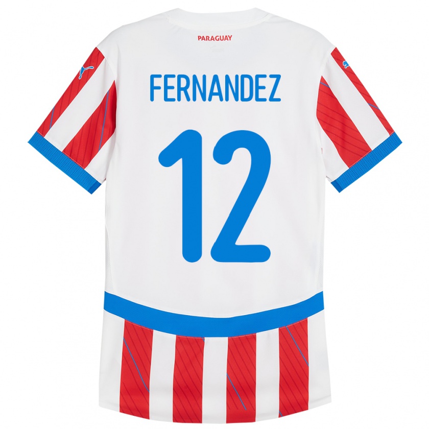 Kandiny Bambino Maglia Paraguay Gatito Fernández #12 Bianco Rosso Kit Gara Home 24-26 Maglietta