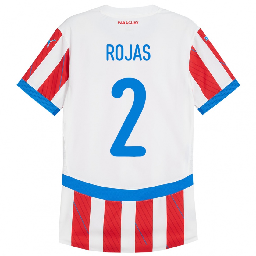 Kandiny Kinderen Paraguay Robert Rojas #2 Wit Rood Thuisshirt Thuistenue 24-26 T-Shirt België