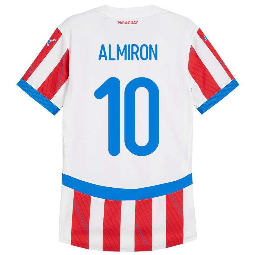 Kandiny Kinderen Paraguay Miguel Almirón #10 Wit Rood Thuisshirt Thuistenue 24-26 T-Shirt België