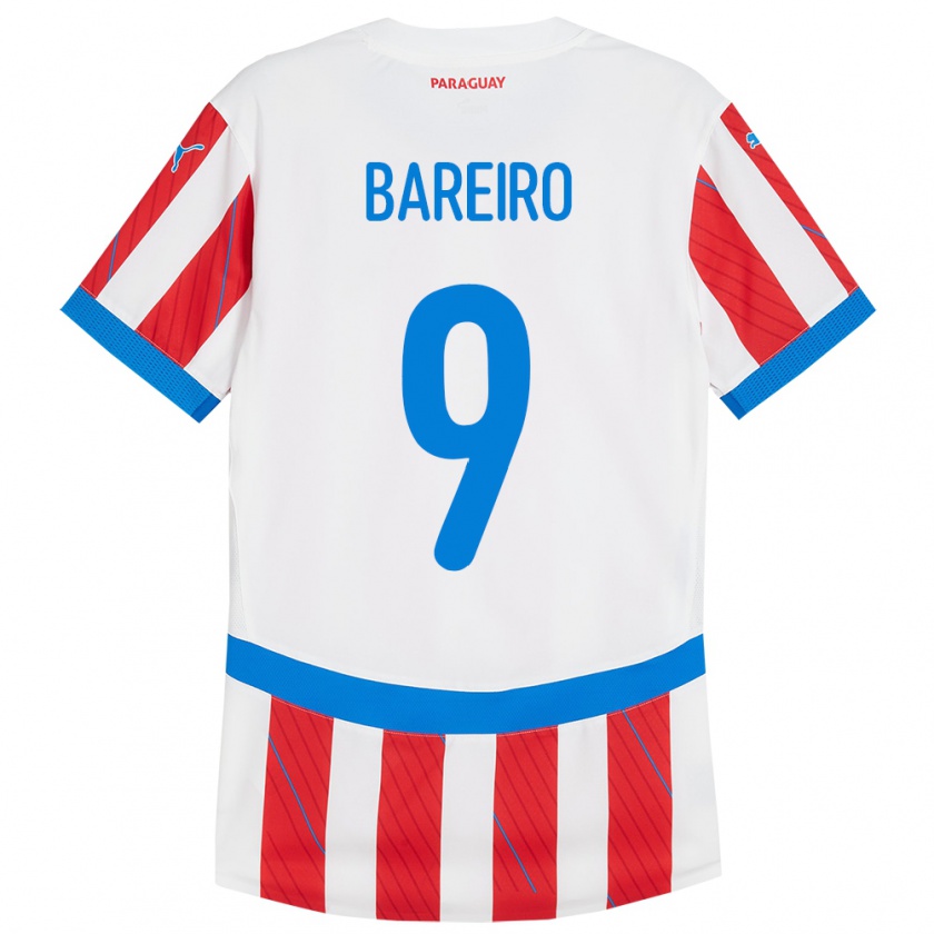 Kandiny Bambino Maglia Paraguay Adam Bareiro #9 Bianco Rosso Kit Gara Home 24-26 Maglietta