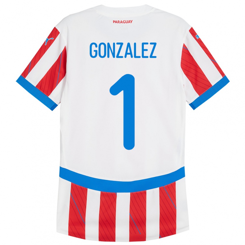 Kandiny Kinderen Paraguay Ángel González #1 Wit Rood Thuisshirt Thuistenue 24-26 T-Shirt België