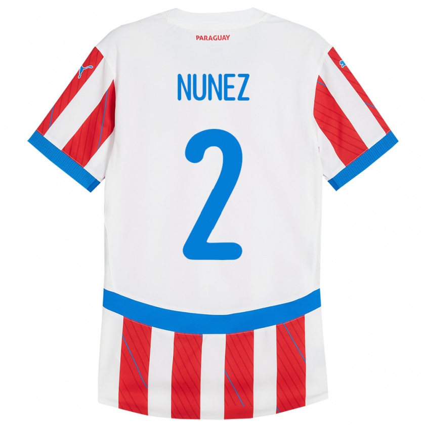 Kandiny Kinderen Paraguay Alan Núñez #2 Wit Rood Thuisshirt Thuistenue 24-26 T-Shirt