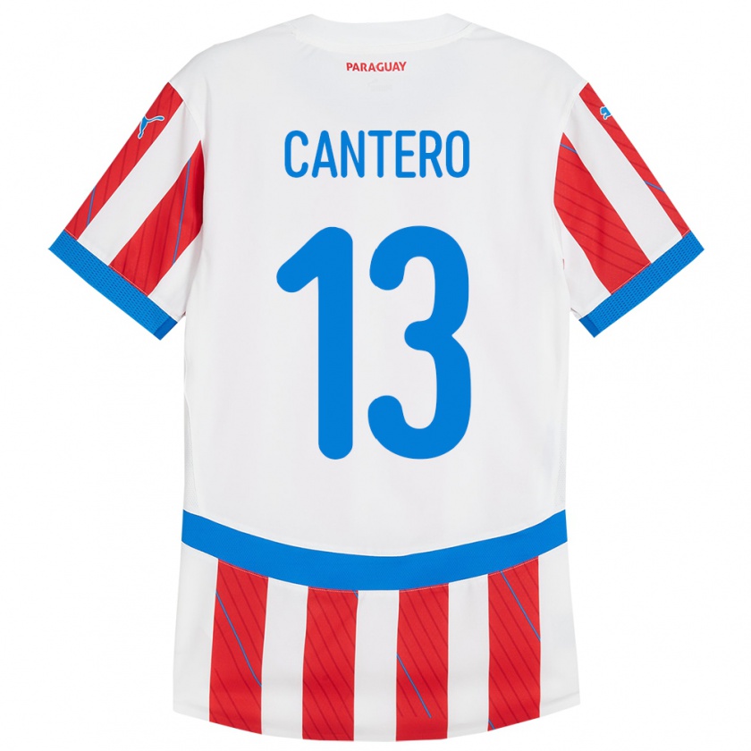 Kandiny Bambino Maglia Paraguay Alexis Cantero #13 Bianco Rosso Kit Gara Home 24-26 Maglietta