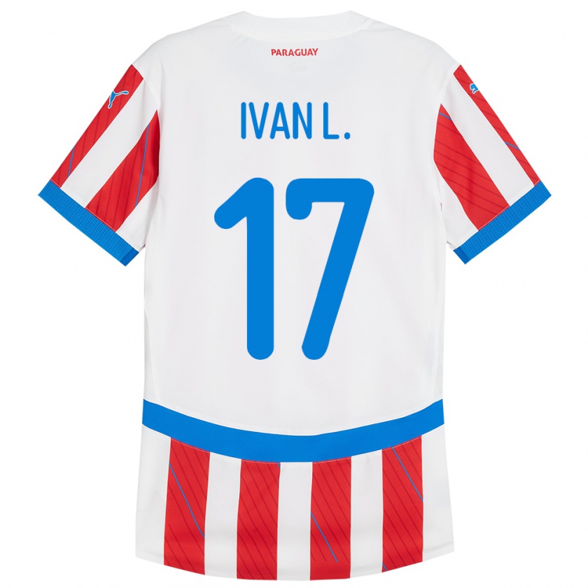 Kandiny Kinderen Paraguay Iván Leguizamón #17 Wit Rood Thuisshirt Thuistenue 24-26 T-Shirt België