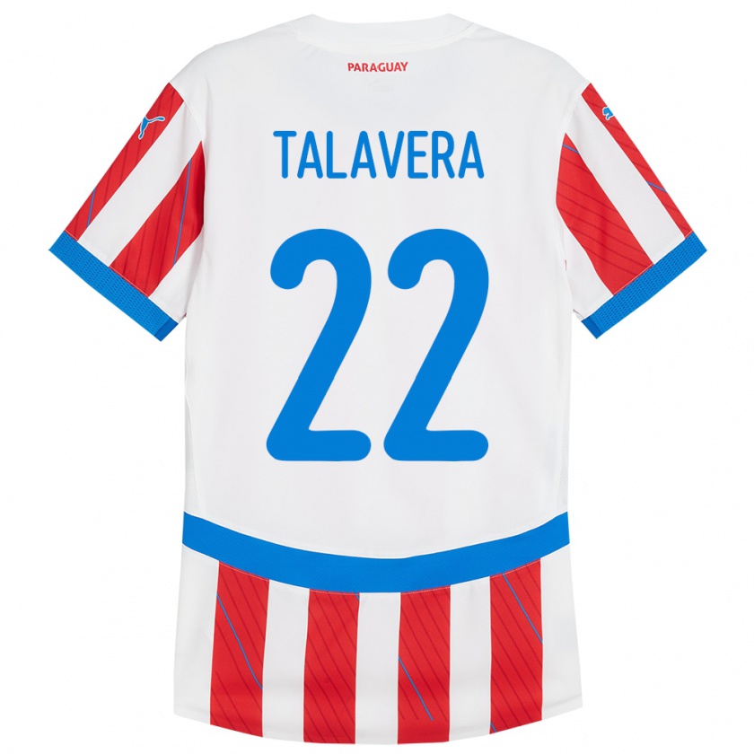 Kandiny Bambino Maglia Paraguay Javier Talavera #22 Bianco Rosso Kit Gara Home 24-26 Maglietta