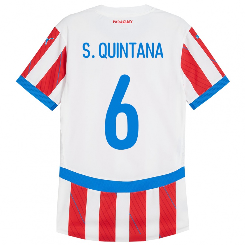 Kandiny Kinder Paraguay Sebastián Quintana #6 Weiß Rot Heimtrikot Trikot 24-26 T-Shirt Österreich