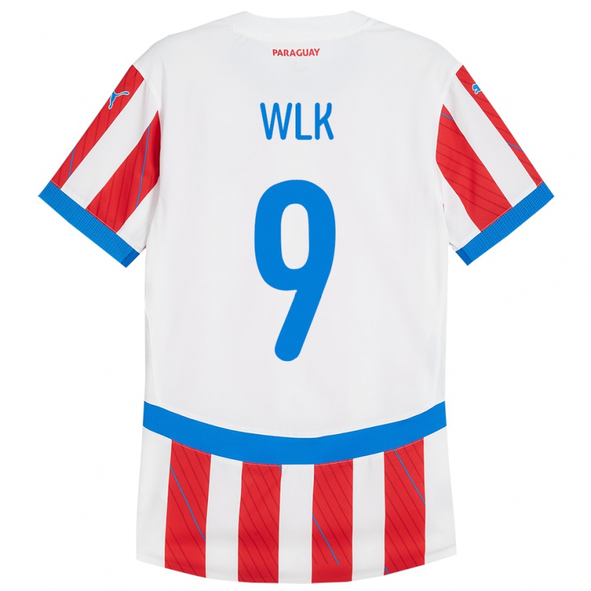 Kandiny Bambino Maglia Paraguay Allan Wlk #9 Bianco Rosso Kit Gara Home 24-26 Maglietta