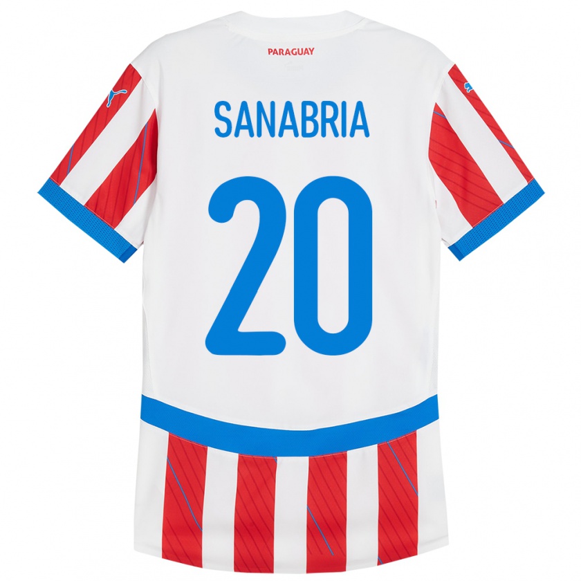 Kandiny Kinderen Paraguay Tobías Sanabria #20 Wit Rood Thuisshirt Thuistenue 24-26 T-Shirt België