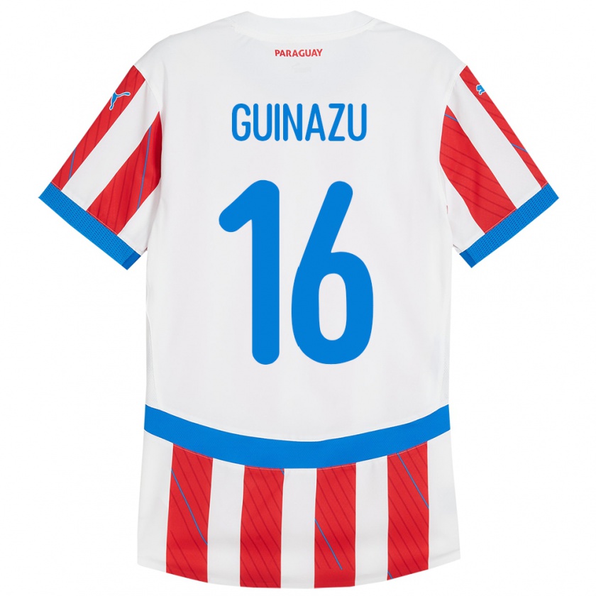 KandinyキッズパラグアイLucas Guiñazú#16赤、白ホームシャツ24-26ジャージーユニフォーム