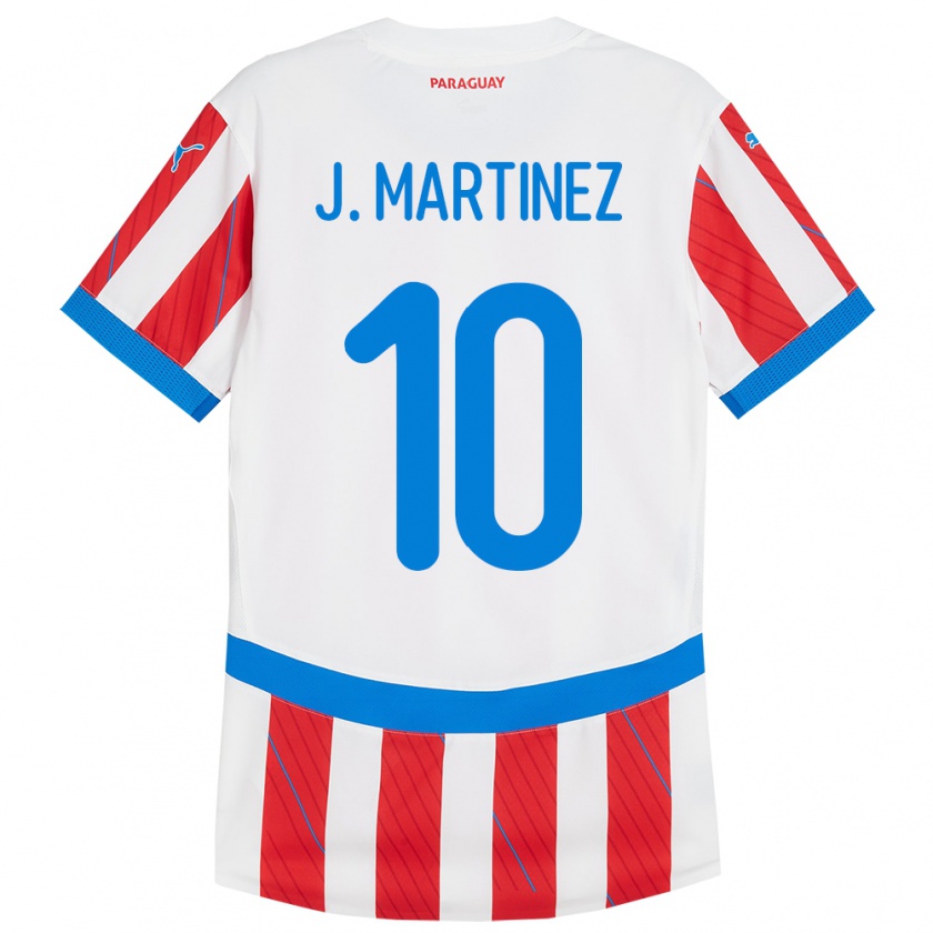 Kandiny Bambino Maglia Paraguay Jessica Martínez #10 Bianco Rosso Kit Gara Home 24-26 Maglietta