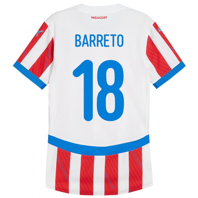 Kandiny Kinderen Paraguay Liz Barreto #18 Wit Rood Thuisshirt Thuistenue 24-26 T-Shirt België