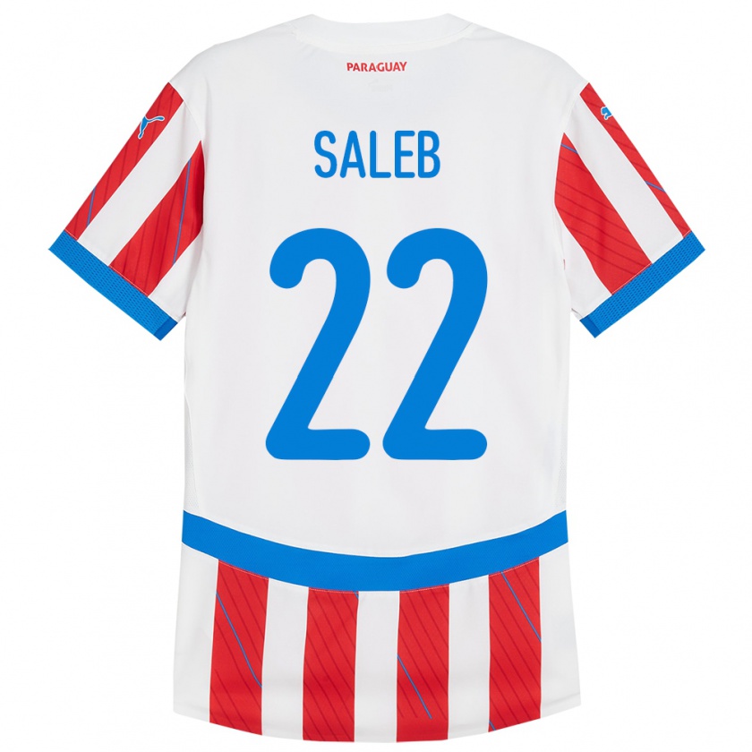 Kandiny Kinderen Paraguay Gloria Saleb #22 Wit Rood Thuisshirt Thuistenue 24-26 T-Shirt België