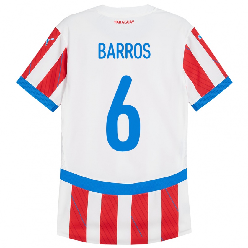 Kandiny Bambino Maglia Paraguay Natalia Barros #6 Bianco Rosso Kit Gara Home 24-26 Maglietta