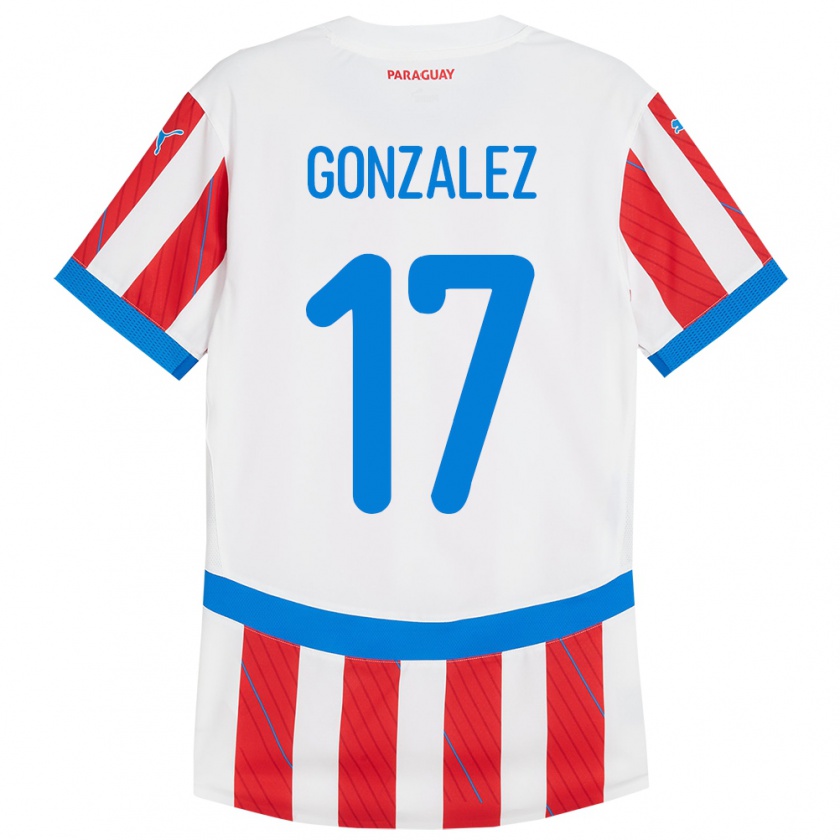 Kandiny Kinder Paraguay Lourdes González #17 Weiß Rot Heimtrikot Trikot 24-26 T-Shirt Österreich