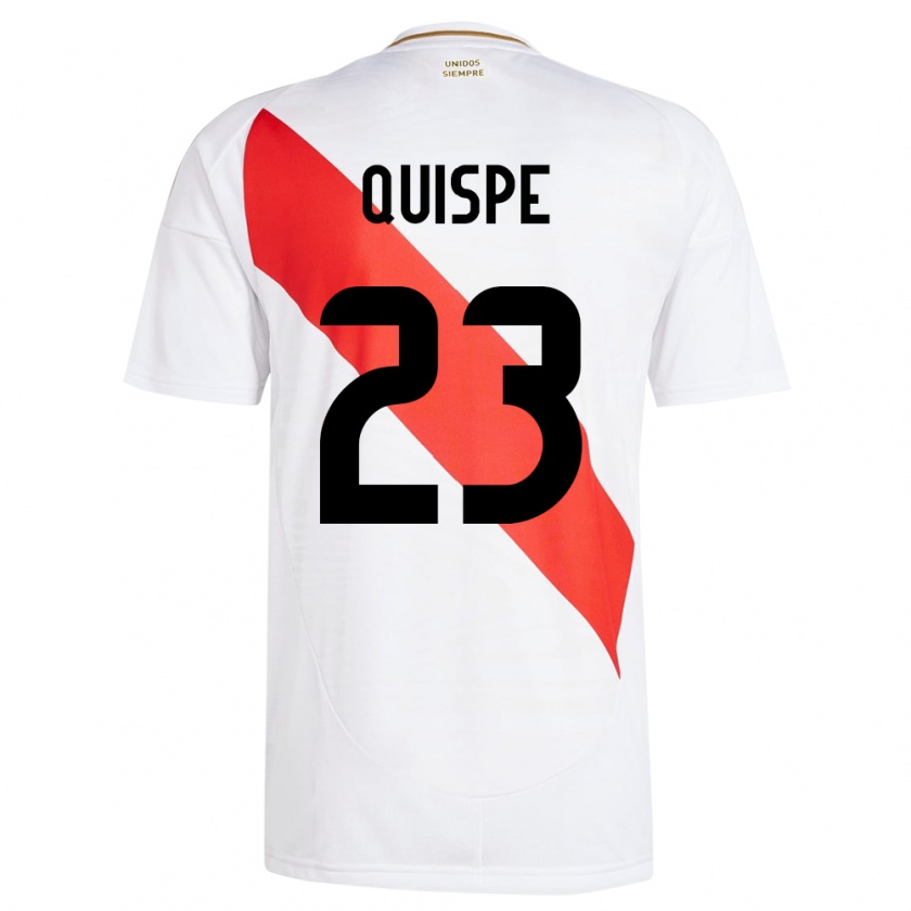 Kandiny Kinderen Peru Piero Quispe #23 Wit Thuisshirt Thuistenue 24-26 T-Shirt