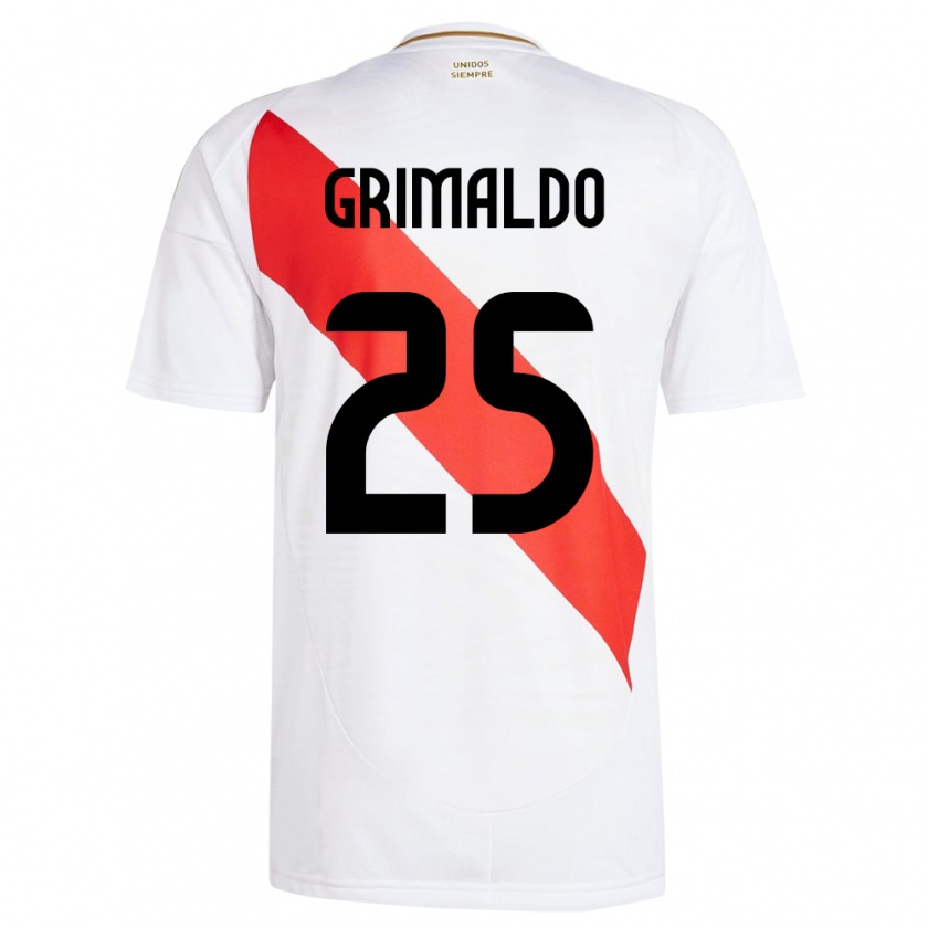 Kandiny Kinder Peru Joao Grimaldo #25 Weiß Heimtrikot Trikot 24-26 T-Shirt Österreich