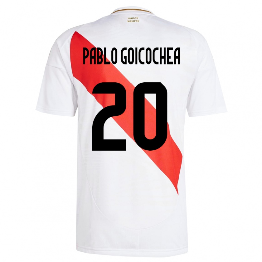 Kandinyキッズペルーjuan Pablo Goicochea#20白ホームシャツ24-26ジャージーユニフォーム