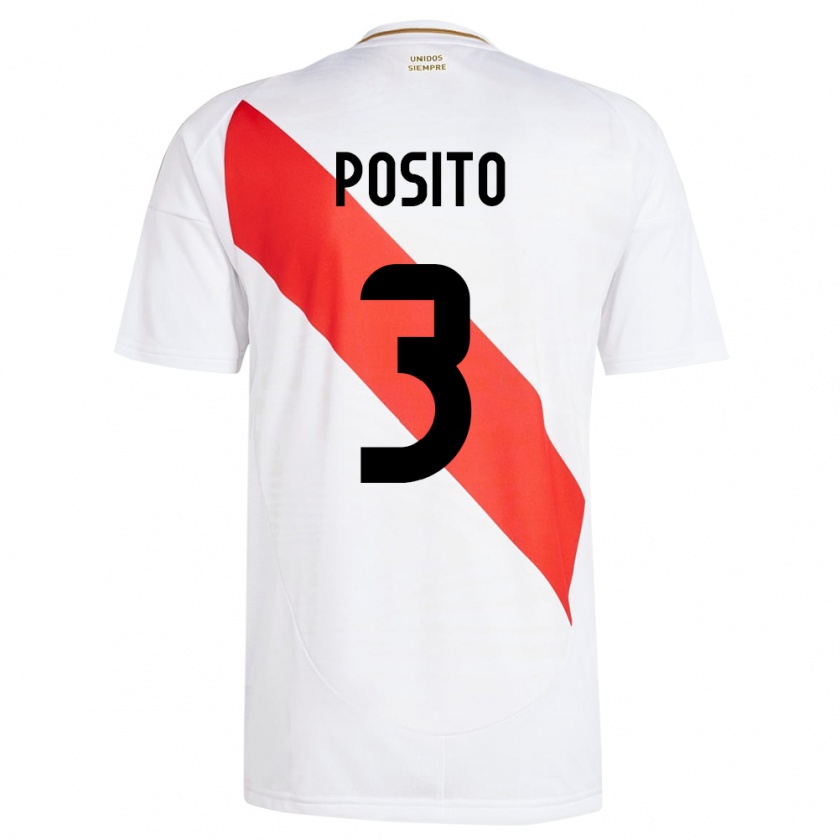 Kandiny Kinder Peru Alejandro Pósito #3 Weiß Heimtrikot Trikot 24-26 T-Shirt Österreich