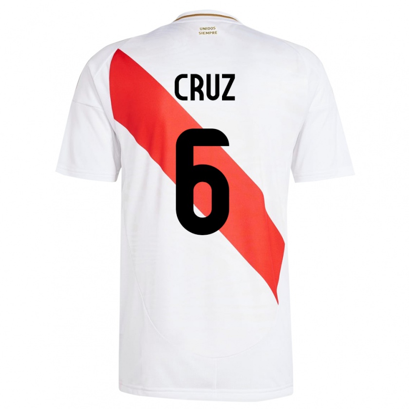 Kandiny Kinderen Peru Esteban Cruz #6 Wit Thuisshirt Thuistenue 24-26 T-Shirt België