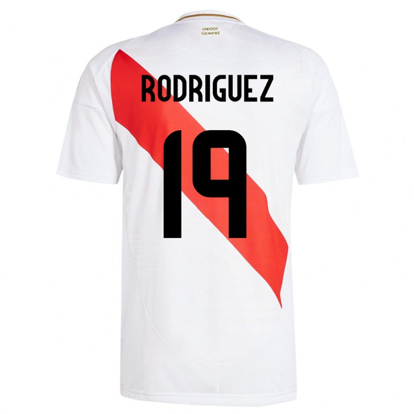 Kandiny Kinderen Peru Mateo Rodríguez #19 Wit Thuisshirt Thuistenue 24-26 T-Shirt België