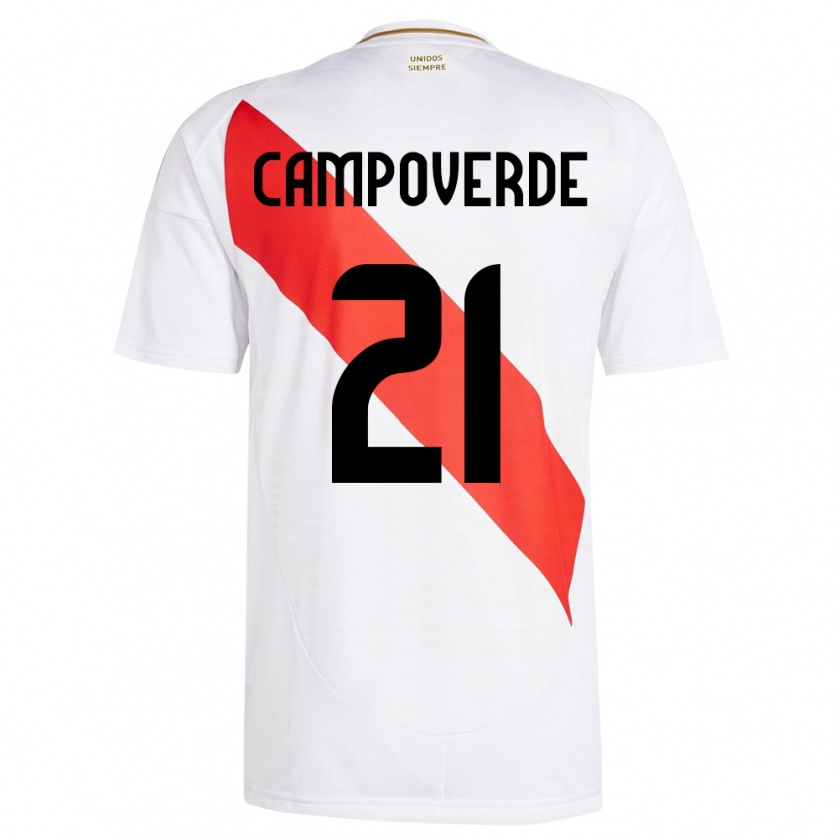 Kandiny Kinderen Peru Luz Campoverde #21 Wit Thuisshirt Thuistenue 24-26 T-Shirt België