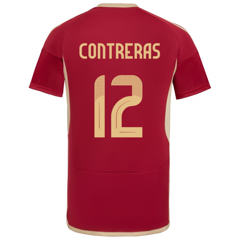 Kandiny Niño Camiseta Venezuela José Contreras #12 Borgoña 1ª Equipación 24-26 La Camisa México