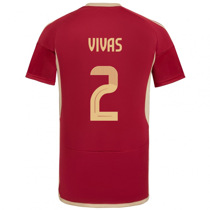 Kandiny Niño Camiseta Venezuela Carlos Vivas #2 Borgoña 1ª Equipación 24-26 La Camisa México