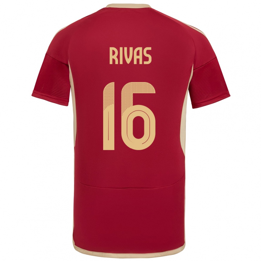 Kandiny Niño Camiseta Venezuela Renne Rivas #16 Borgoña 1ª Equipación 24-26 La Camisa México