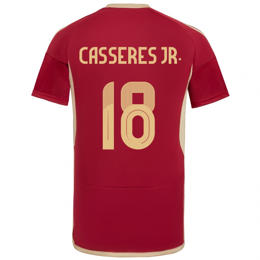 Kandiny Kinderen Venezuela Cristian Cásseres Jr. #18 Bourgondië Thuisshirt Thuistenue 24-26 T-Shirt België