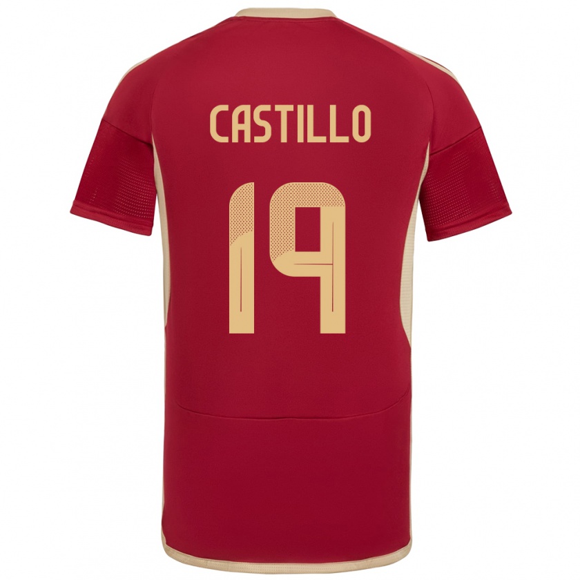 Kandiny Niño Camiseta Venezuela Bryan Castillo #19 Borgoña 1ª Equipación 24-26 La Camisa México