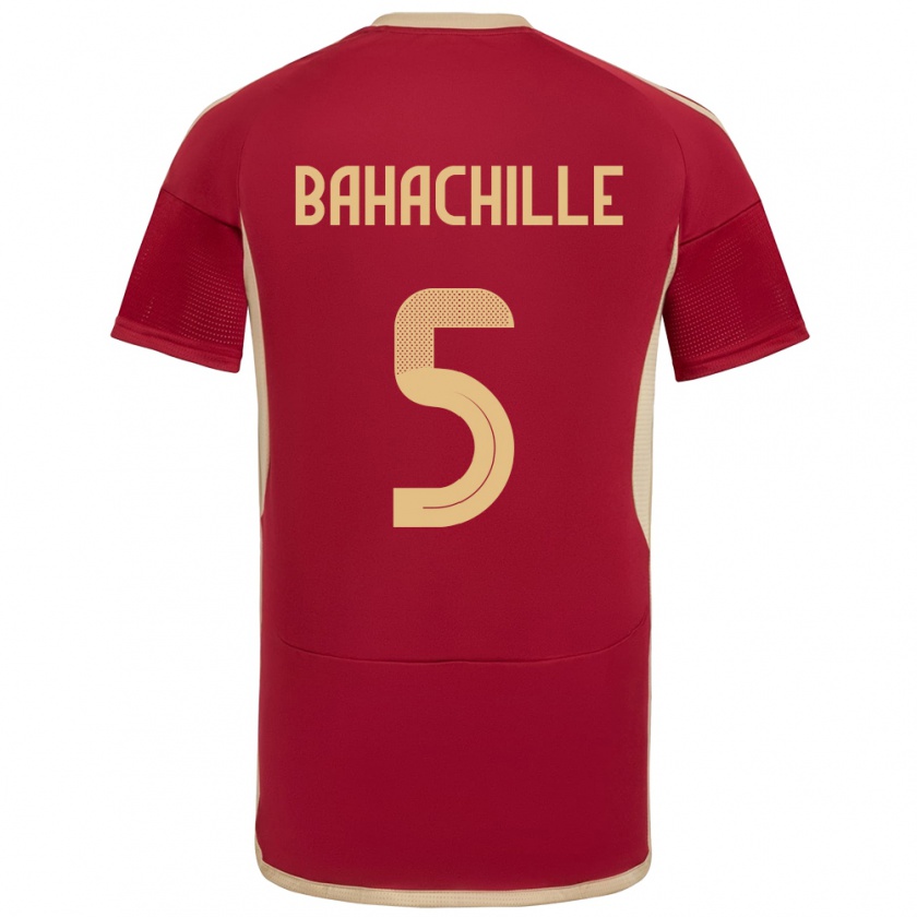 Kandiny Bambino Maglia Venezuela Abraham Bahachille #5 Borgogna Kit Gara Home 24-26 Maglietta