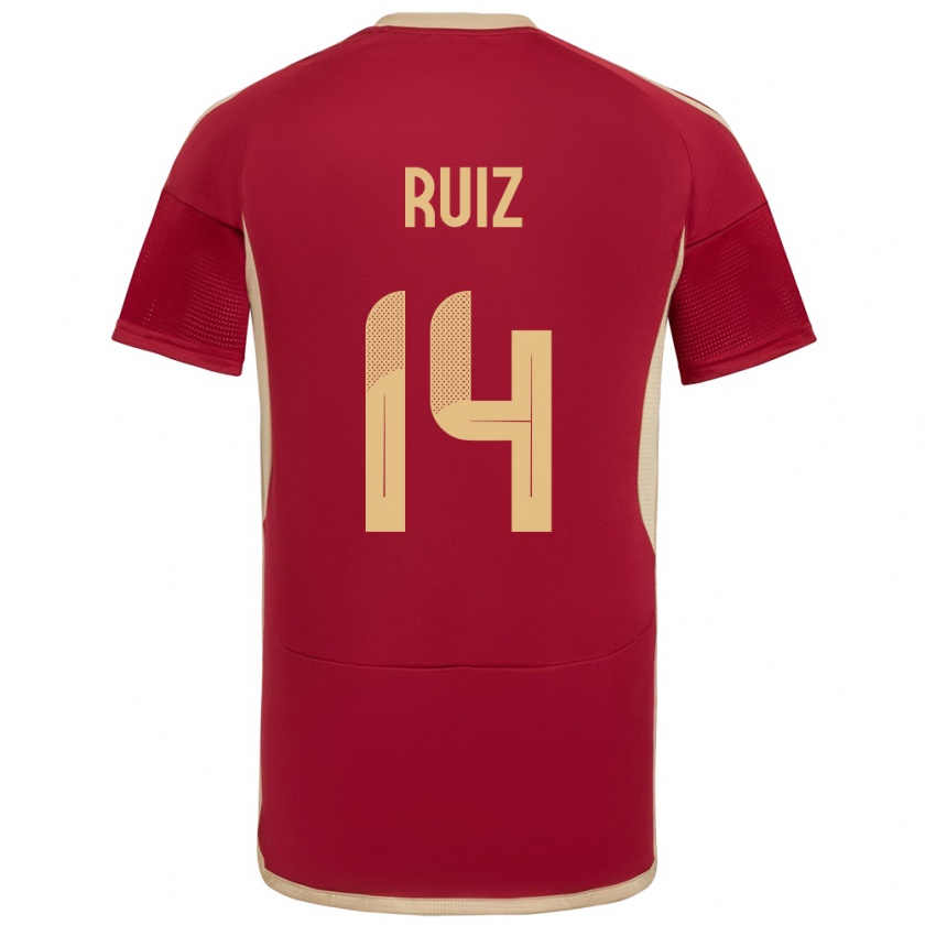 Kandiny Kinderen Venezuela Maicol Ruiz #14 Bourgondië Thuisshirt Thuistenue 24-26 T-Shirt