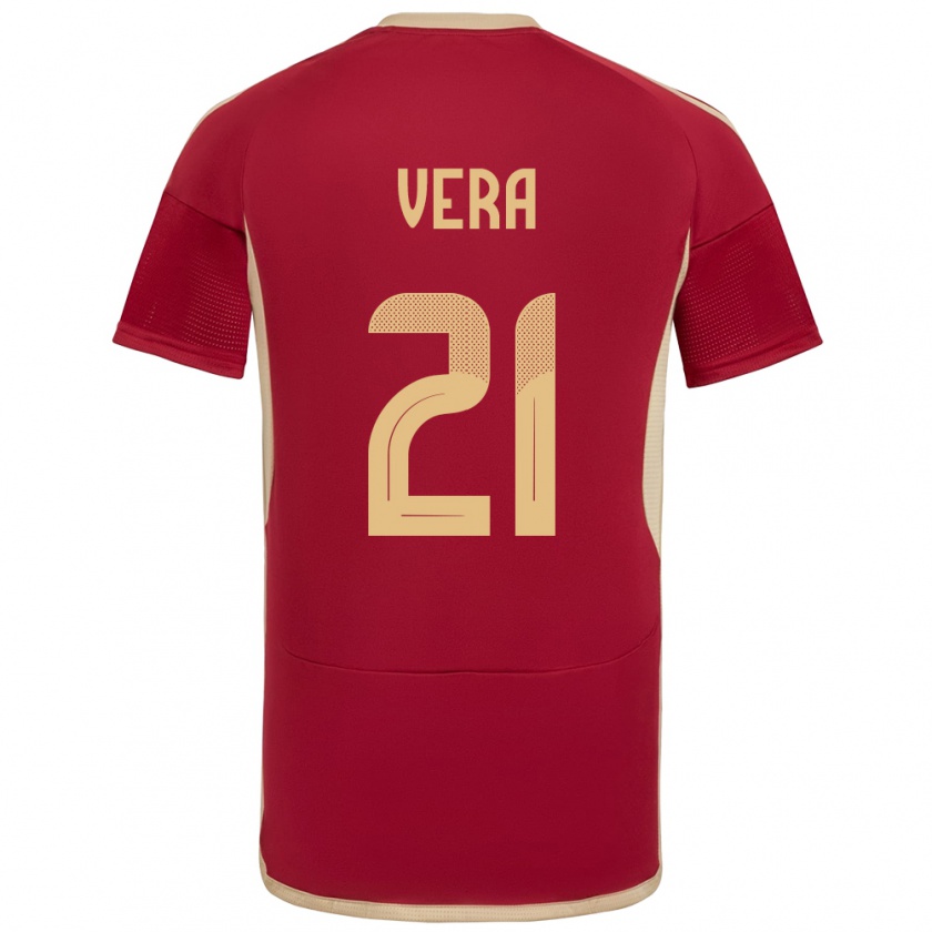 Kandiny Niño Camiseta Venezuela Andry Vera #21 Borgoña 1ª Equipación 24-26 La Camisa México