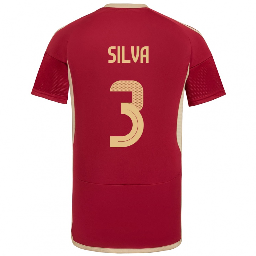 Kandiny Niño Camiseta Venezuela Santiago Silva #3 Borgoña 1ª Equipación 24-26 La Camisa México