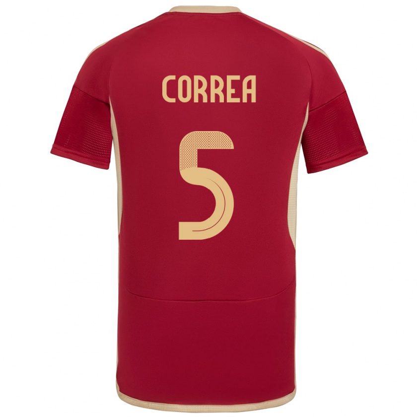 Kandiny Niño Camiseta Venezuela José Correa #5 Borgoña 1ª Equipación 24-26 La Camisa México