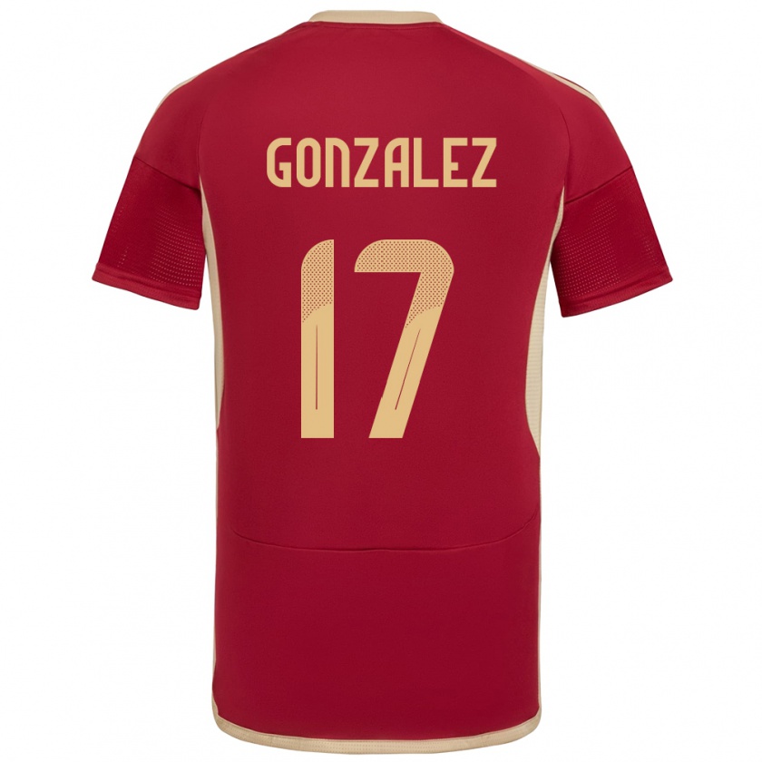 Kandiny Niño Camiseta Venezuela Mayken González #17 Borgoña 1ª Equipación 24-26 La Camisa México