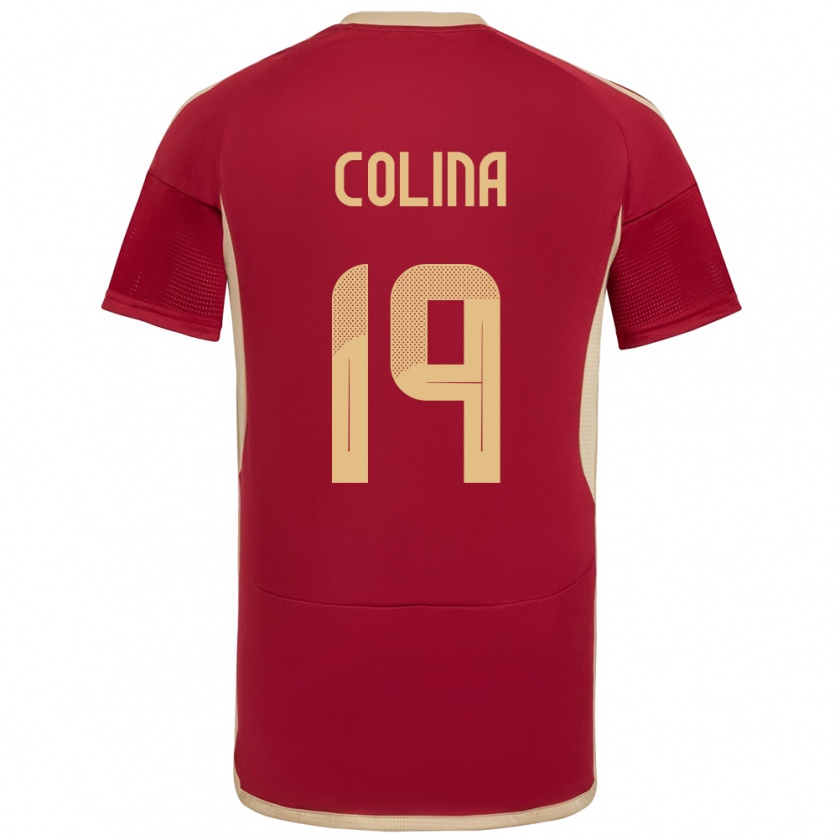 Kandiny Niño Camiseta Venezuela Junior Colina #19 Borgoña 1ª Equipación 24-26 La Camisa México