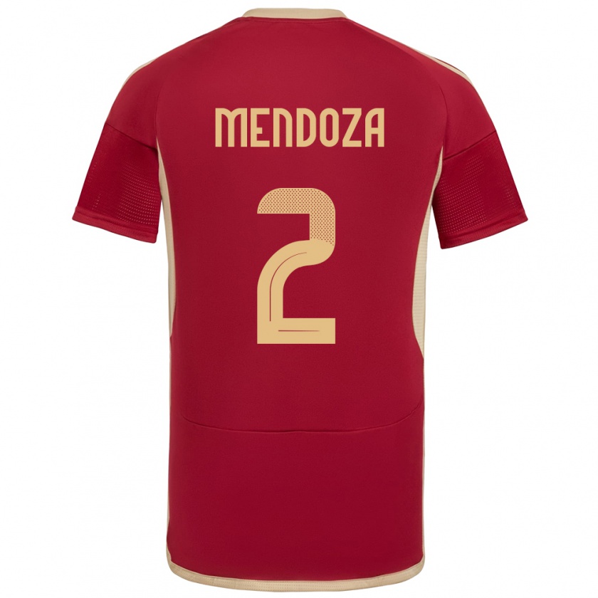 Kandiny Niño Camiseta Venezuela Rafanny Mendoza #2 Borgoña 1ª Equipación 24-26 La Camisa México