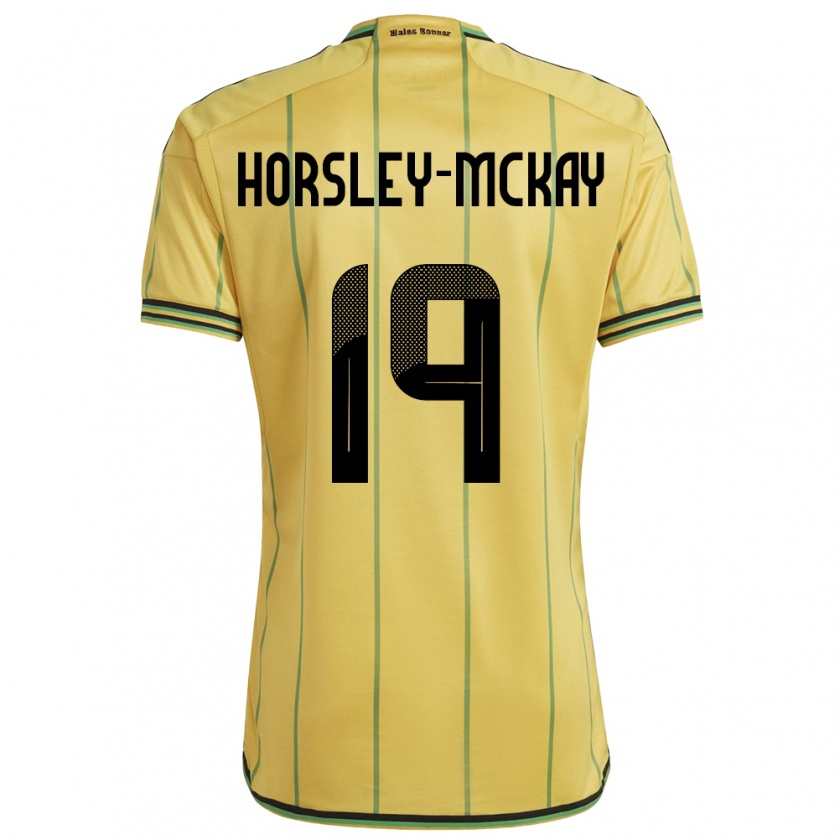 KandinyキッズジャマイカKyron Horsley-Mckay#19黄ホームシャツ24-26ジャージーユニフォーム