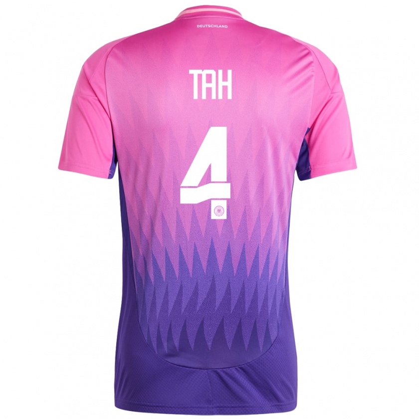 Kandiny Kinder Deutschland Jonathan Tah #4 Pink Lila Auswärtstrikot Trikot 24-26 T-Shirt Österreich