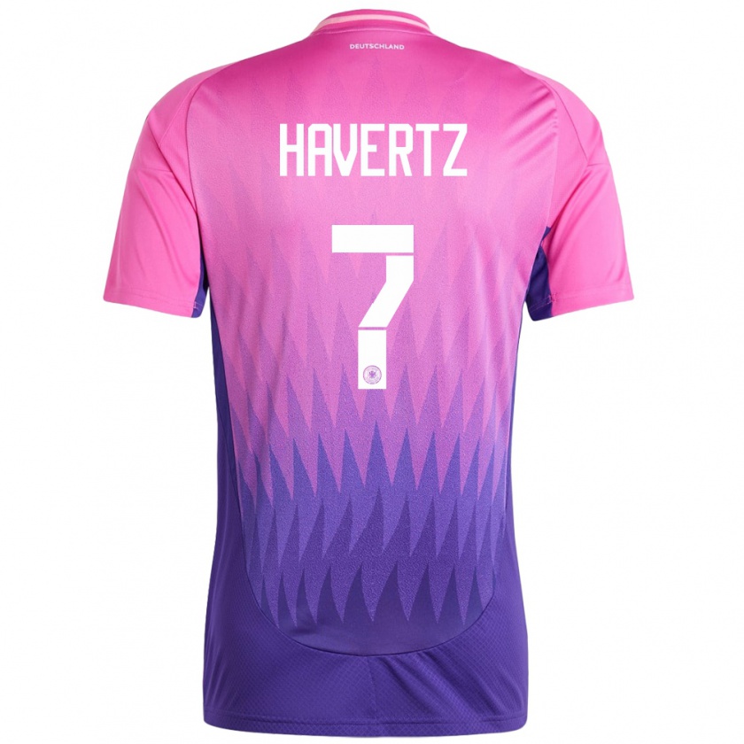 Kandiny Bambino Maglia Germania Kai Havertz #7 Rosa Viola Kit Gara Away 24-26 Maglietta