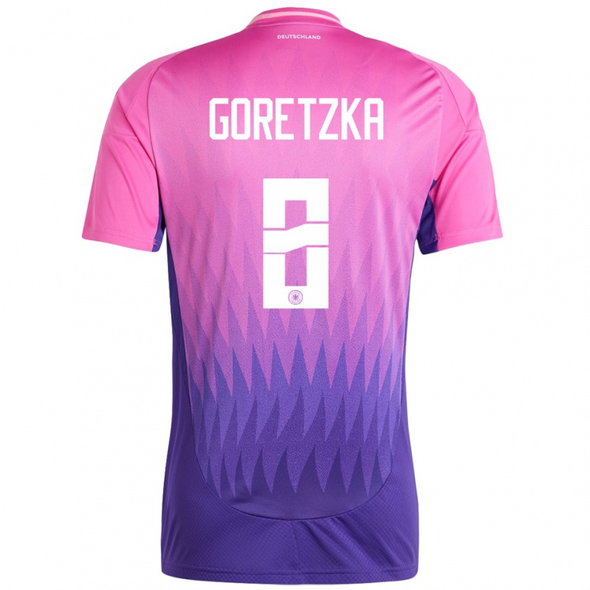 Kandiny Niño Camiseta Alemania Leon Goretzka #8 Rosado Morado 2ª Equipación 24-26 La Camisa