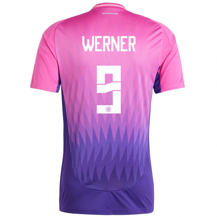 Kandiny Bambino Maglia Germania Timo Werner #9 Rosa Viola Kit Gara Away 24-26 Maglietta