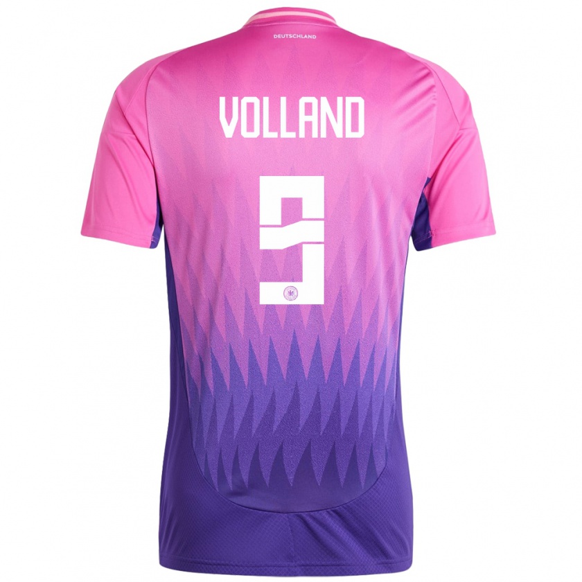 Kandiny Niño Camiseta Alemania Kevin Volland #9 Rosado Morado 2ª Equipación 24-26 La Camisa